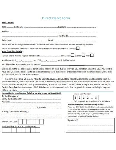 Direct Debit for Charities .